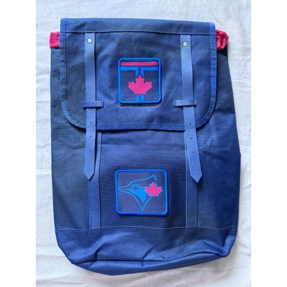 Toronto Blue Jays MLB Navy Blue Canvas Rucksack Backpack Red Accents Fan Gear